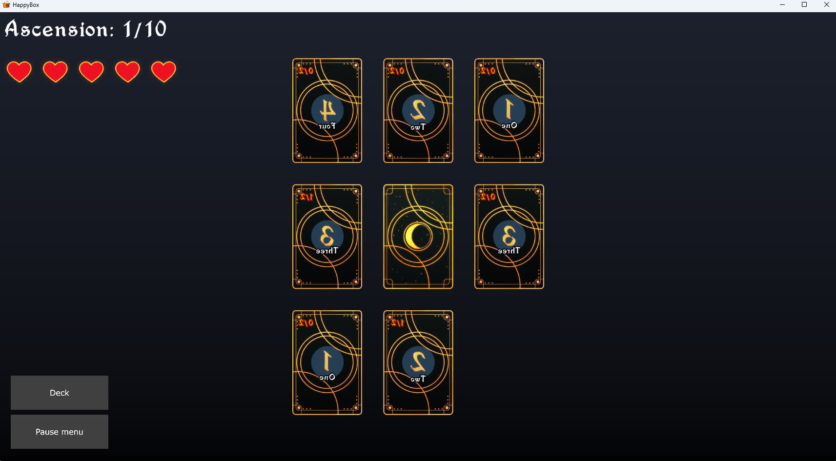 Cards drawn incorrectly during development.
