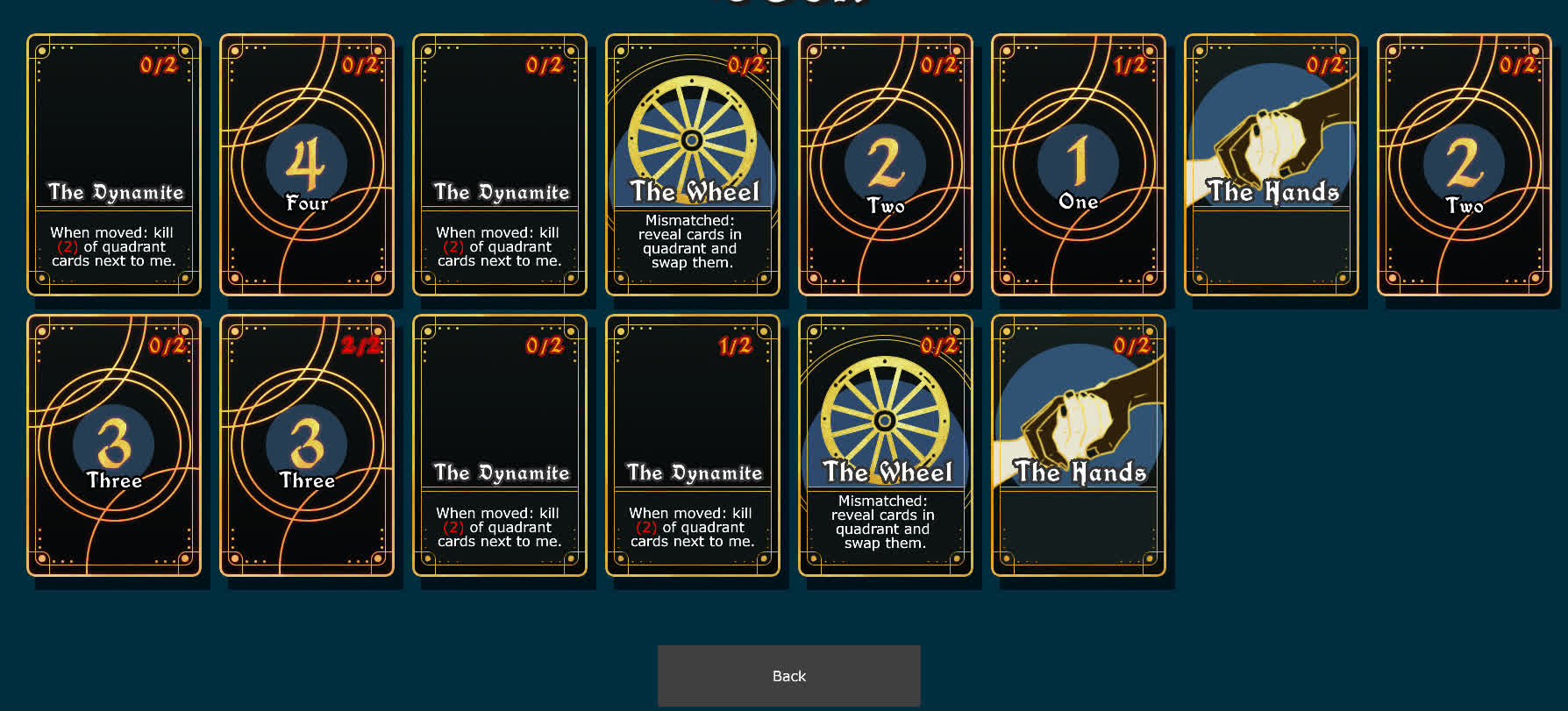 New card deck view showing full card details.